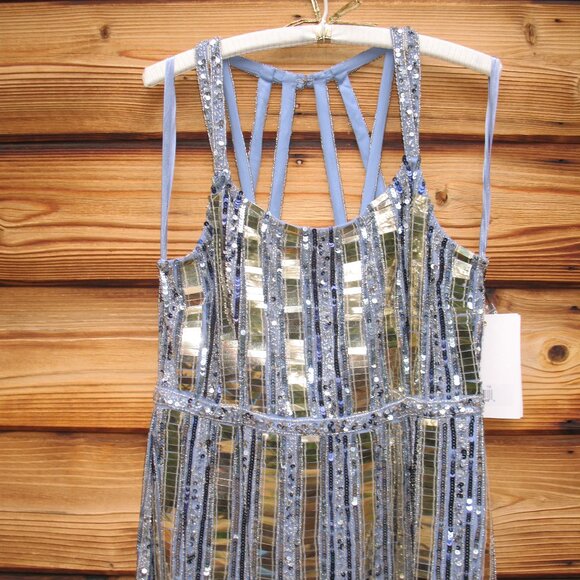 Mac Duggal 93981 Womens HALTER NECK Mirror EMBELLISHED DETAILED BACK GOWN Dress - Picture 6 of 11